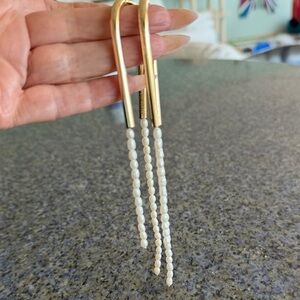 Cult Gaia pearl and gold pierce dangling earrings